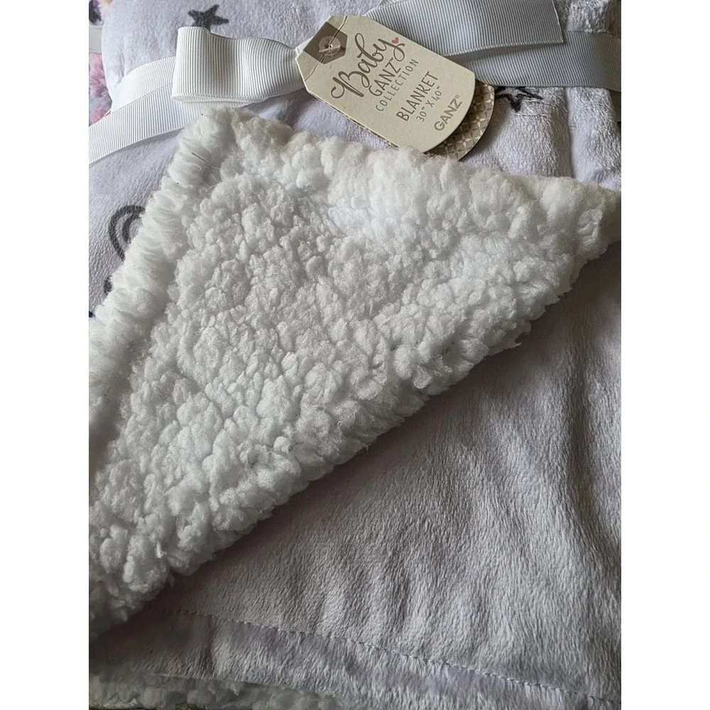 Baby Ganz Sleep in‎ Heavenly Peace Blanket White With Stars Newborn Gift NEW*
